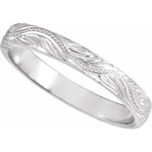 Classic - Marissa - Platinum Hand-Engraved Vintage-Inspired Flat Band Size 6