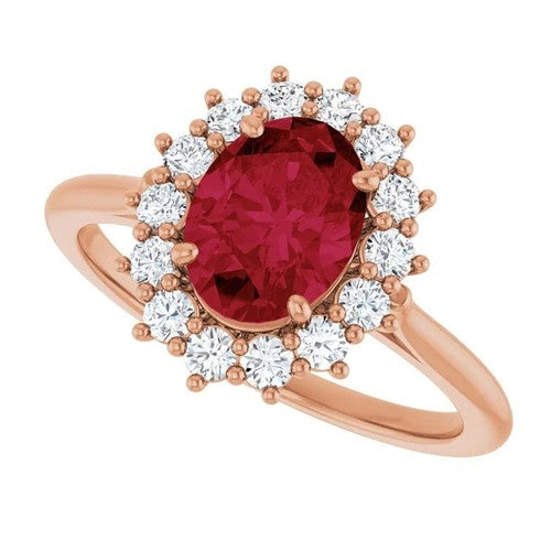 14K Gold Lab-Grown Ruby & 3/8 CTW Natural Diamond Ring 14K Rose Gold