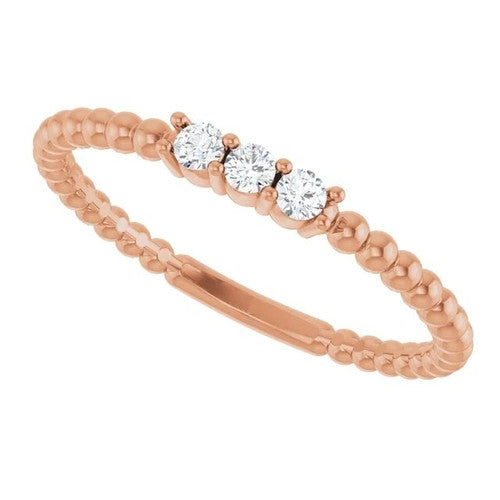 14K Gold 1/10 CTW Natural Diamond Beaded Ring 14K Rose Gold