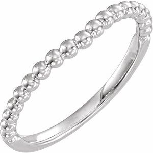 Plain - Ivyanna - 14K White Gold Beaded Contour Band