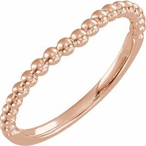 Plain - Ivyanna - 14K Rose Gold Beaded Contour Band