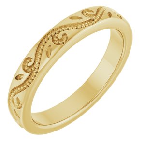 Classic - Erica - 14K Yellow Gold Milgrain Scroll Band Size 7