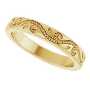 Classic - Erica - 14K Yellow Gold Milgrain Scroll Band Size 7