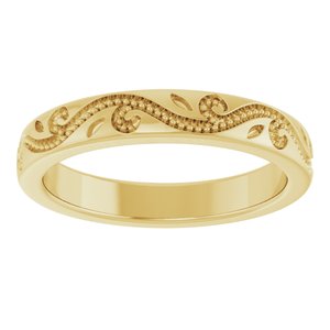Classic - Erica - 18K Yellow Gold Milgrain Scroll Band Size 7