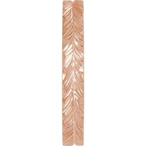 Classic - Alejandra - 14K Rose Gold Hand-Engraved  Wheat Pattern Flat Band Size 6