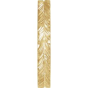 Classic - Alejandra - 14K Yellow Gold Hand-Engraved  Wheat Pattern Flat Band Size 6