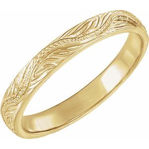 Classic - Marissa - 14K Yellow Gold Hand-Engraved Vintage-Inspired Flat Band Size 6