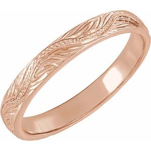 Classic - Marissa - 14K Rose Gold Hand-Engraved Vintage-Inspired Flat Band Size 6