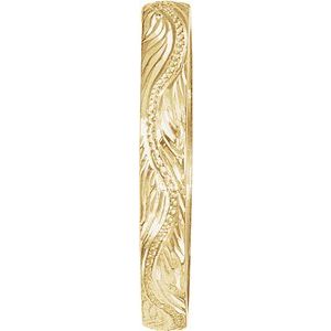 Classic - Marissa - 14K Yellow Gold Hand-Engraved Vintage-Inspired Flat Band Size 6