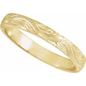 Classic - Marissa - 14K Yellow Gold Hand-Engraved Vintage-Inspired Flat Band Size 6