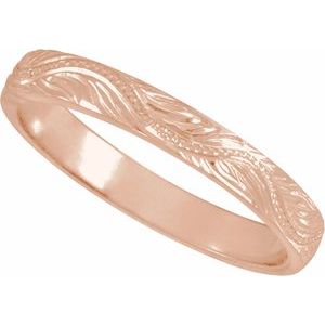 Classic - Marissa - 14K Rose Gold Hand-Engraved Vintage-Inspired Flat Band Size 6