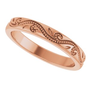 Classic - Erica - 14K Rose Gold Milgrain Scroll Band Size 9