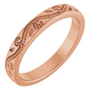 Classic - Erica - 14K Rose Gold Milgrain Scroll Band Size 9