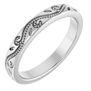 Classic - Erica - 14K White Gold Milgrain Scroll Band Size 9