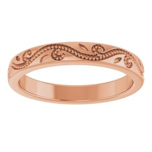 Classic - Erica - 14K Rose Gold Milgrain Scroll Band Size 9