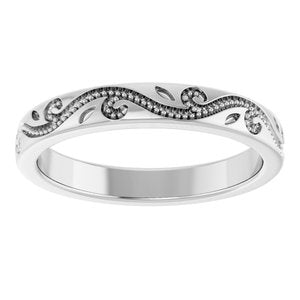 Classic - Erica - Platinum Milgrain Scroll Band Size 9