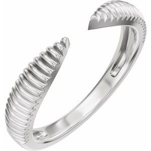Unique - Silvia - 14K White Gold Ridged Open Band Size 4