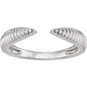 Unique - Silvia - 14K White Gold Ridged Open Band Size 4