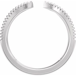 Unique - Silvia - 14K White Gold Ridged Open Band Size 4