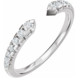 Unique - Addison - 14K White Gold 1/4 CTW Natural Diamond French-Set Open Band Size 4