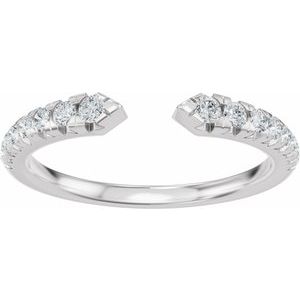 Unique - Addison - 14K White Gold 1/4 CTW Natural Diamond French-Set Open Band Size 4