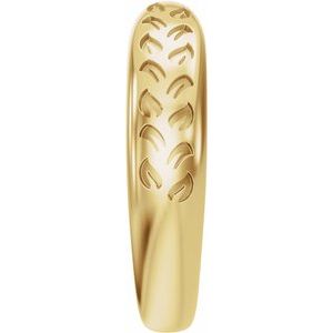Plain - Rylee - 14K Yellow Gold 3 mm Nature-Inspired Open Band Size 4