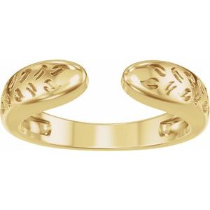 Plain - Rylee - 14K Yellow Gold 3 mm Nature-Inspired Open Band Size 4