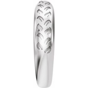 Plain - Rylee - 14K White Gold 3 mm Nature-Inspired Open Band Size 4