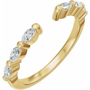 Unique - Silphy - 14K Yellow Gold 1/3 CTW Natural Diamond Vintage-Inspired Open Band Size 4