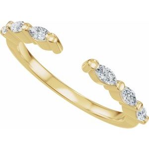 Unique - Silphy - 14K Yellow Gold 1/3 CTW Natural Diamond Vintage-Inspired Open Band Size 4