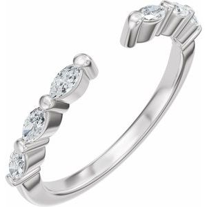 Unique - Silphy - 14K White Gold 1/3 CTW Lab-Grown Diamond Vintage-Inspired Open Band Size 4