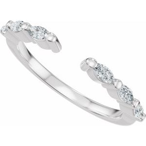 Unique - Silphy - 14K White Gold 1/3 CTW Natural Diamond Vintage-Inspired Open Band Size 4
