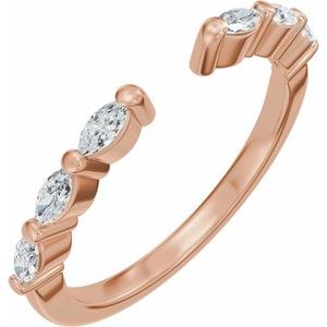 Unique - Silphy - 14K Rose Gold 1/3 CTW Natural Diamond Vintage-Inspired Open Band Size 4