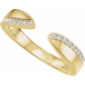 Unique - Lyla - 14K Yellow Gold 1/8 CTW Natural Diamond Pinched Open Band Size 4