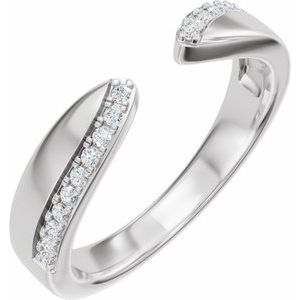 Unique - Lyla - 14K White Gold 1/8 CTW Natural Diamond Pinched Open Band Size 4