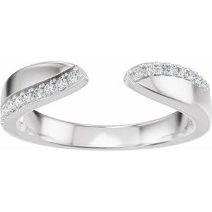 Unique - Lyla - 14K White Gold 1/8 CTW Natural Diamond Pinched Open Band Size 4