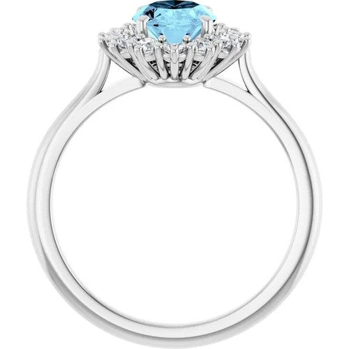 14K Gold Natural Aquamarine & 3/8 CTW Natural Diamond Ring 14K White Gold