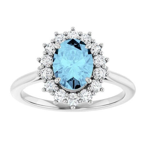 14K Gold Natural Aquamarine & 3/8 CTW Natural Diamond Ring 14K White Gold