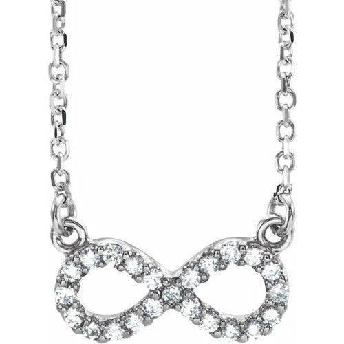 14K Gold 1/8 CTW Natural Diamond Infinity 16 1/2" Necklace 14K White Gold