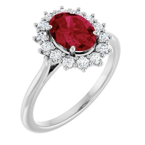 14K Gold Lab-Grown Ruby & 3/8 CTW Natural Diamond Ring 14K White Gold