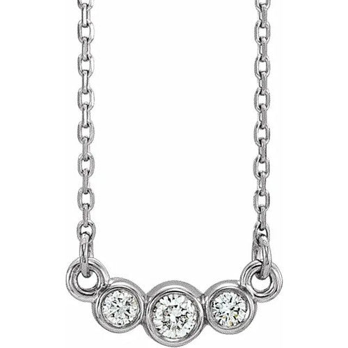 14K Gold 1/8 CTW Natural Diamond Three-Stone 16-18" Necklace 14K White Gold