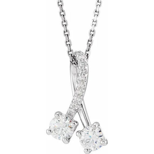 14K Gold 1/2 CTW Natural Diamond 16-18" Necklace 14K White Gold