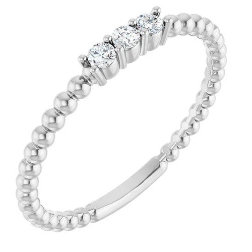 14K Gold 1/10 CTW Natural Diamond Beaded Ring 14K White Gold