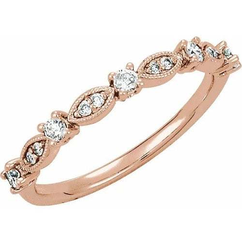 14K Gold 1/5 CTW Natural Diamond Stackable Ring 14K Rose Gold