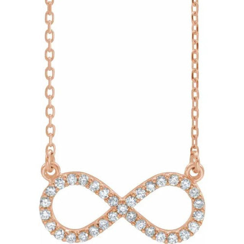 14K Gold 1/8 CTW Natural Diamond Infinity 16 1/2" Necklace 14K Rose Gold