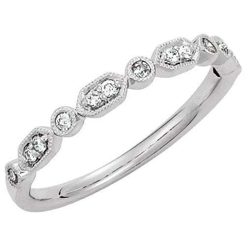 14K Gold 1/8 CTW Natural Diamond Bezel Stackable Ring 14K White Gold