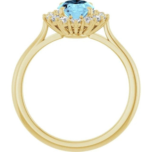 14K Gold Natural Aquamarine & 3/8 CTW Natural Diamond Ring 14K Yellow Gold