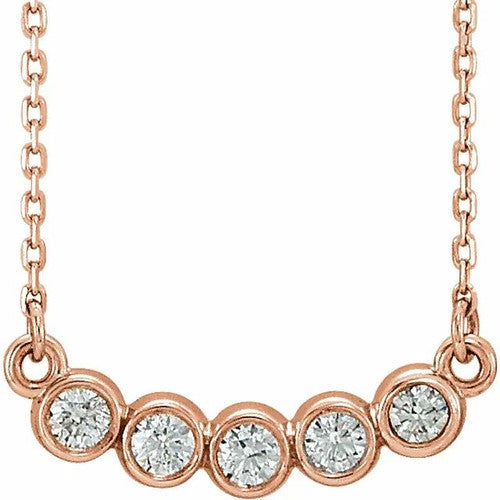 14K Gold 1/3 CTW Diamond Bezel-Set 16-18" Necklace 14K Rose Gold