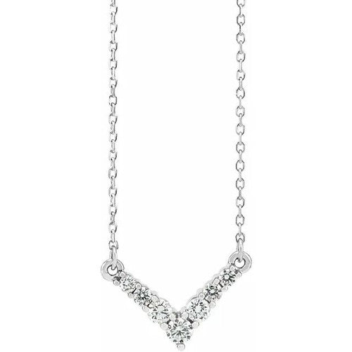 14K Gold 1/3 CTW Natural Diamond V 16-18" Necklace 14K White Gold