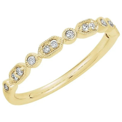 14K Gold 1/8 CTW Natural Diamond Bezel Stackable Ring 14K Yellow Gold